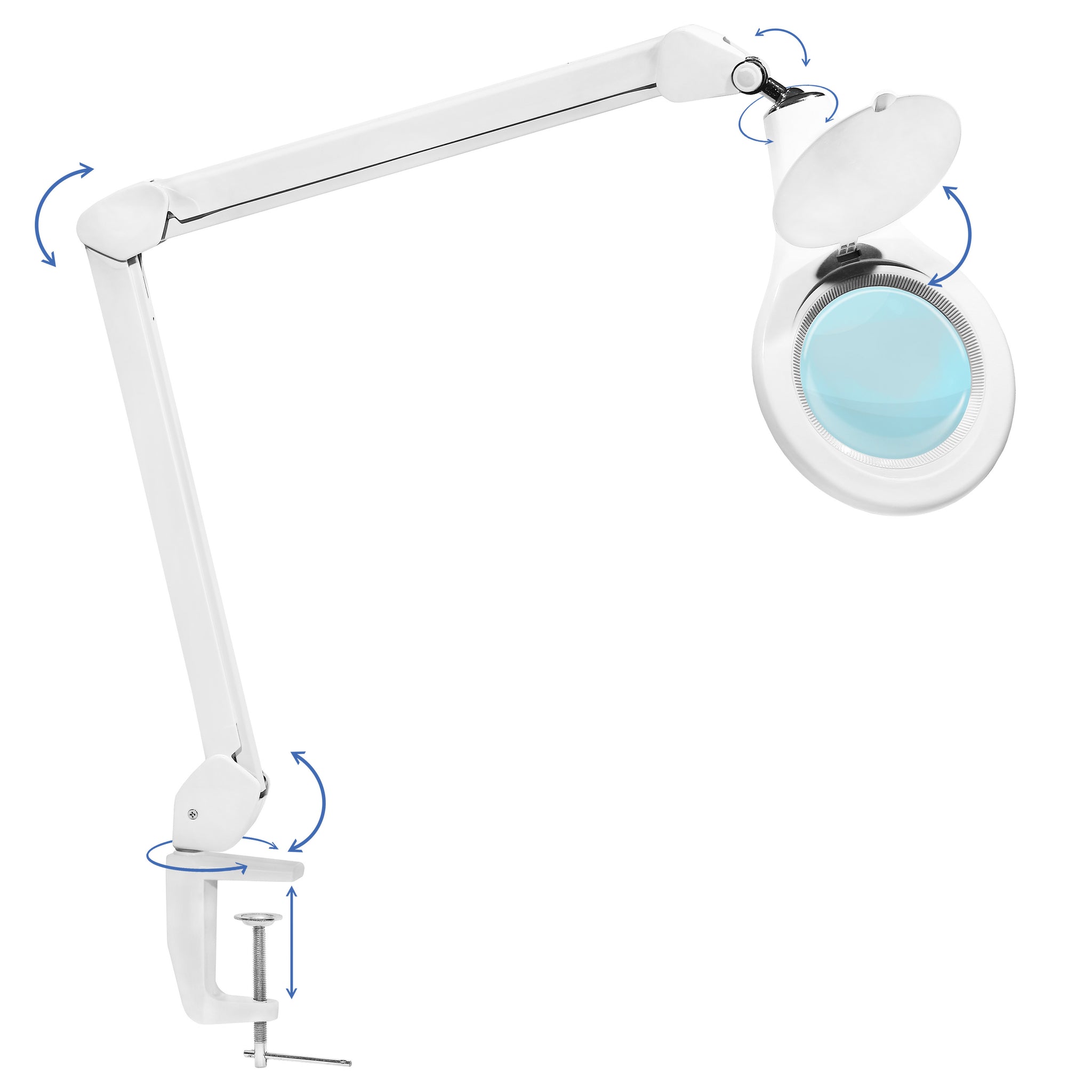 Magnifying Lamp with Rolling Base and Bench Clamp