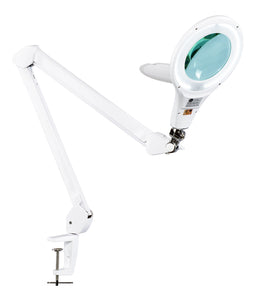 LED Magnifying Lamp with Dimmer and Adjustable Bench Clamp - 2.25x Magnification 5 Diopter